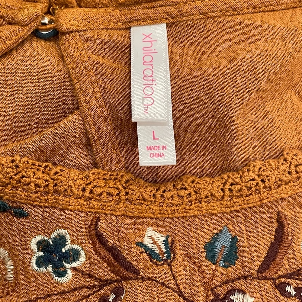 Xhilaration Mustard Embroidered Blouse - Picture 5 of 5